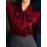 [Burgundy Satin Blouse] Long Sleeve Women's Elegant Burgundy Satin Blouse | Non-Sheer Polyester, 173gsm, Bow Tie Detail, Perfect for Spring/Autumn Office or Formal Wear