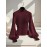 Women's Burgundy Slim-Fit Winter Sweater Jacket - Elegant High Neck Collar with Button Front, Tummy Control, Wrinkle-Resistant Long Sleeve Blazer for Office, Party & Cold Weather (Hand Wash/Dry Clean)