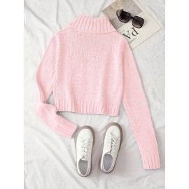 Multi-button decorated large zipper stand-up collar slim-fit cardigan