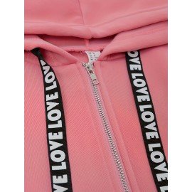 Women'S Oversized Sport Hooded Zip-Up Jacket