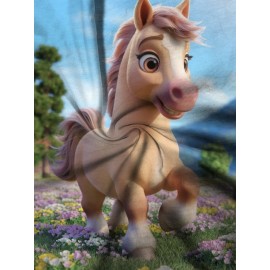 Women's Cute Horse & Flower Print Cardigan Jacket - Soft Slim-Fit Winter Coat with Hood-like Collar, Long Sleeve Blazer for Fall & Winter, Machine Washable Sweater (No Belt) - Equestrian-Themed Outerwear