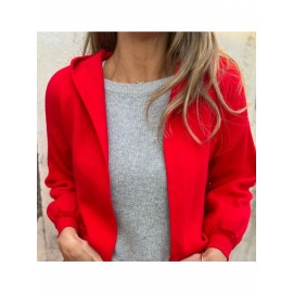 Women's Fleece Hooded Jacket - Elegant Casual Winter Coat with Full-Length Pockets, Machine Washable Outerwear in Black, Brown, Grey, Navy, or Beige - Cozy Fall & Winter Outerwear for Everyday or Formal Events