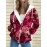 Plus Size Women'S 3D Pink Roses & Pearl Floral Zip-Up Hoodie - Full-Body Print Cozy Pullover Sweatshirt, Long Sleeve Winter Warmth, Casual to Formal Outfits, Ideal Gift for Rose & Pearl Lovers (Autumn/Winter) - Elegant Women'S Fashion